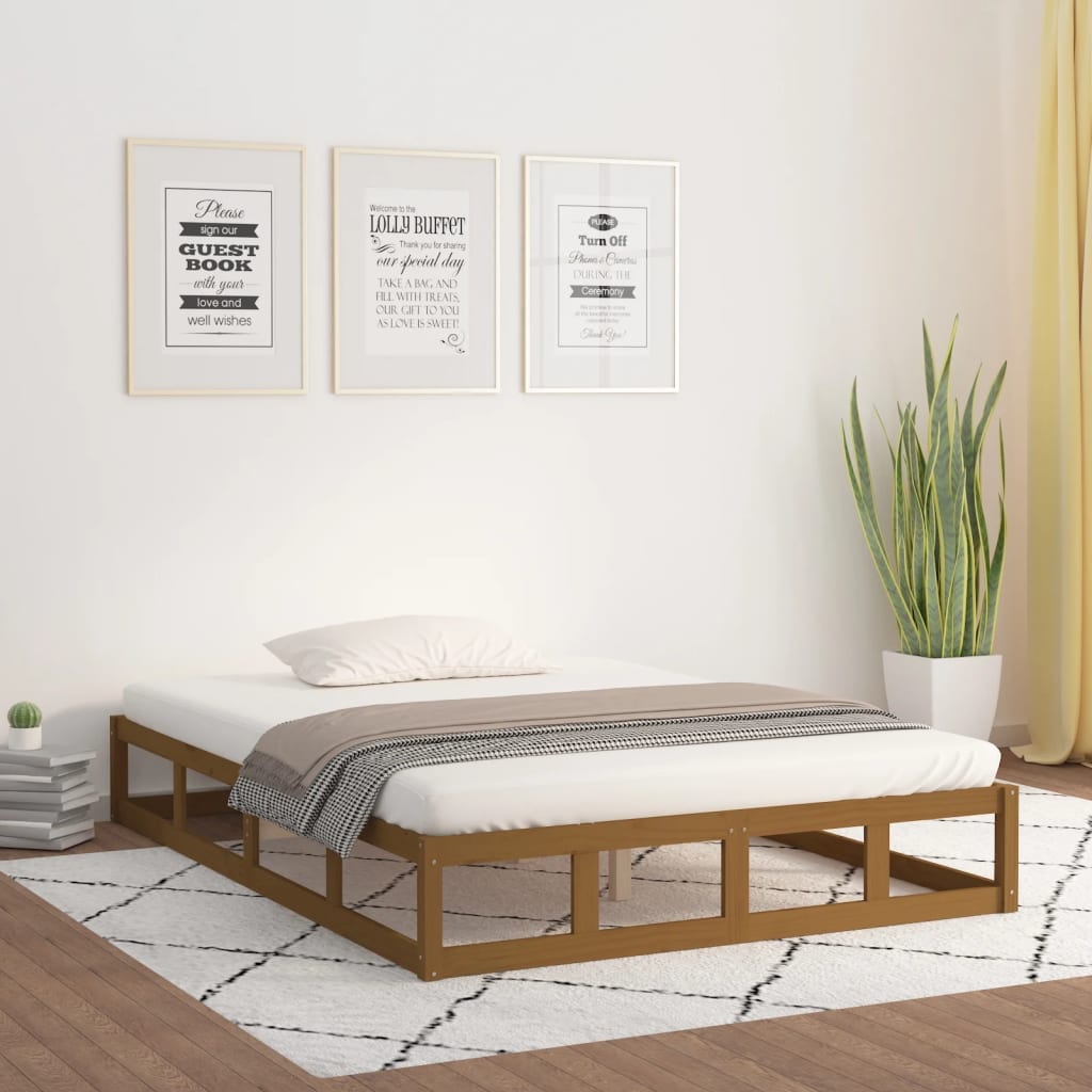 vidaXL Rama ��ka, miodowy br�z, 200 x 200 cm, lite drewno