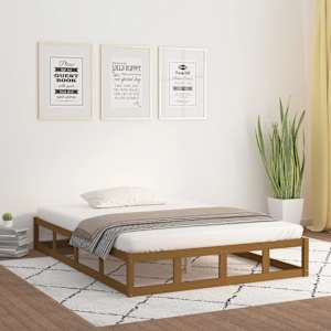 Rám postele medově hnědý 200 x 200 cm masivní dřevo - obrázek 1