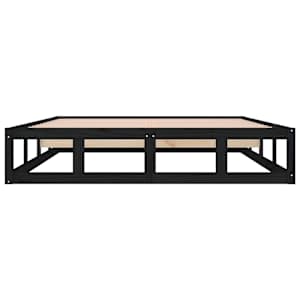 Rám postele černý 200 x 200 cm masivní dřevo - obrázek 5