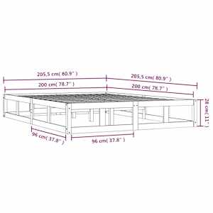 Rám postele černý 200 x 200 cm masivní dřevo - obrázek 9