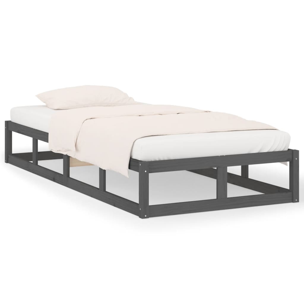 Rám postele šedý 75 x 190 cm Small Single masivní dřevo