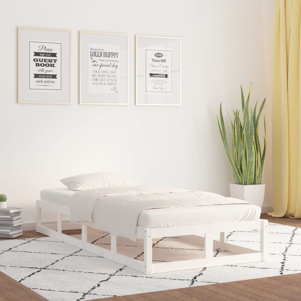 Maison Exclusive Estructura de cama individual madera maciza blanca 90x190  cm