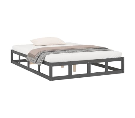 vidaXL Πλαίσιο Κρεβατιού Γκρι 120x190 εκ. Μασίφ Ξύλο Small Double