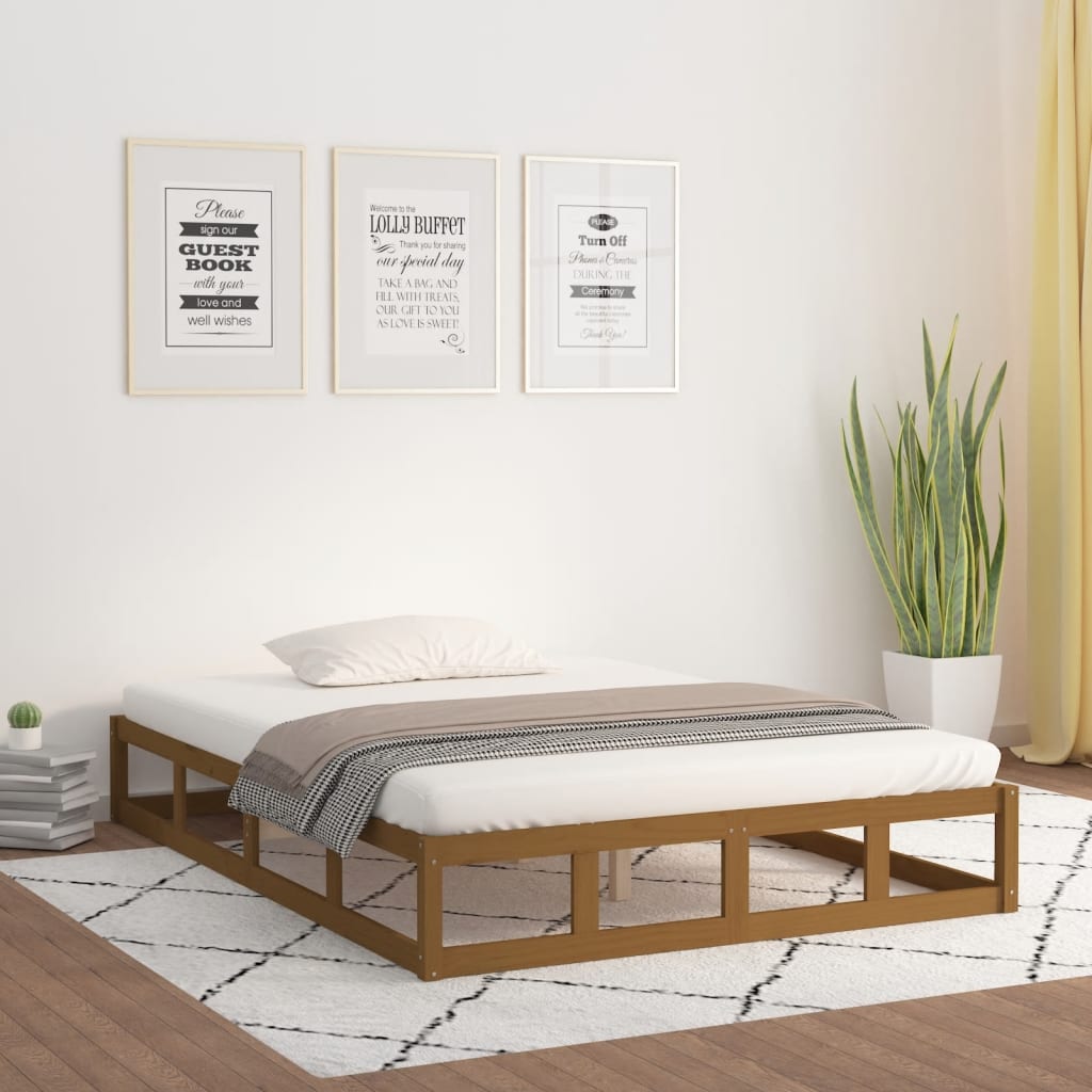 vidaXL Rama ��ka, miodowy br�z, 120x190 cm, lite drewno