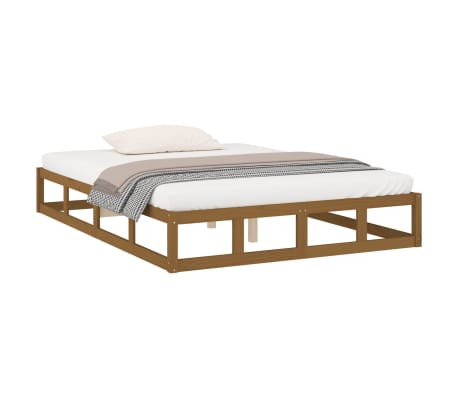 vidaXL Cadre de lit Marron miel 140x190 cm Bois massif