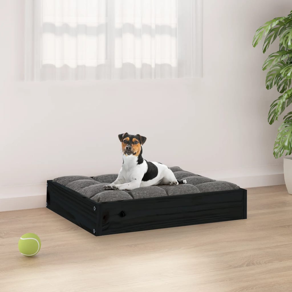 vidaXL Pat pentru câini, negru, 51,5x44x9 cm, lemn masiv de pin 515x44x9