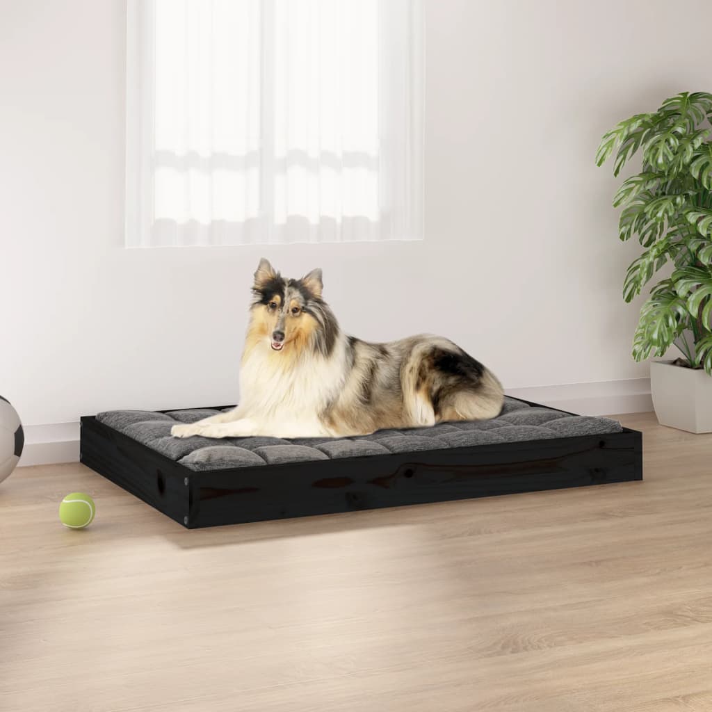 vidaXL Hundebett Schwarz 91,5x64x9 cm Massivholz Kiefer