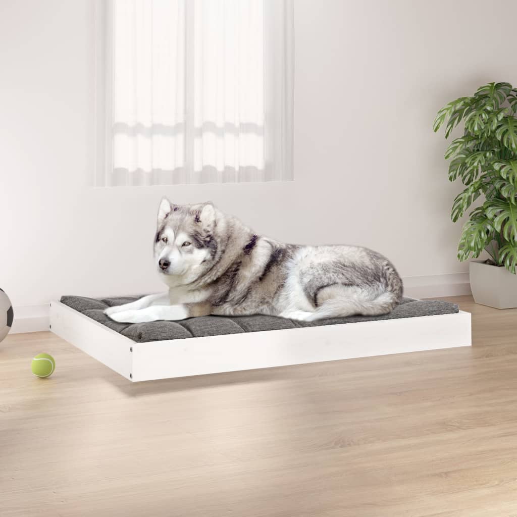 Lit en bois de pin blanc pour grand chien - 101,5x74x9 cm