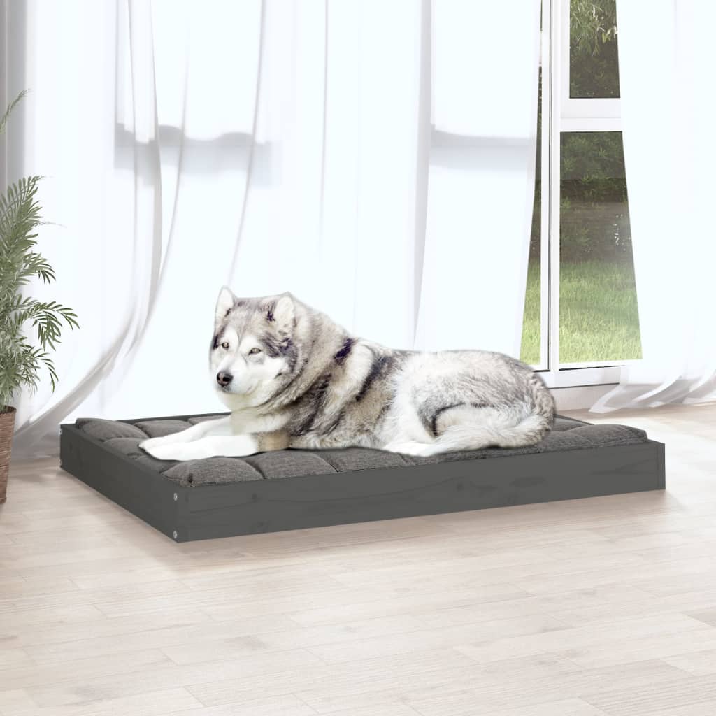 Lit en bois de pin gris pour grand chien - 101,5x74x9 cm