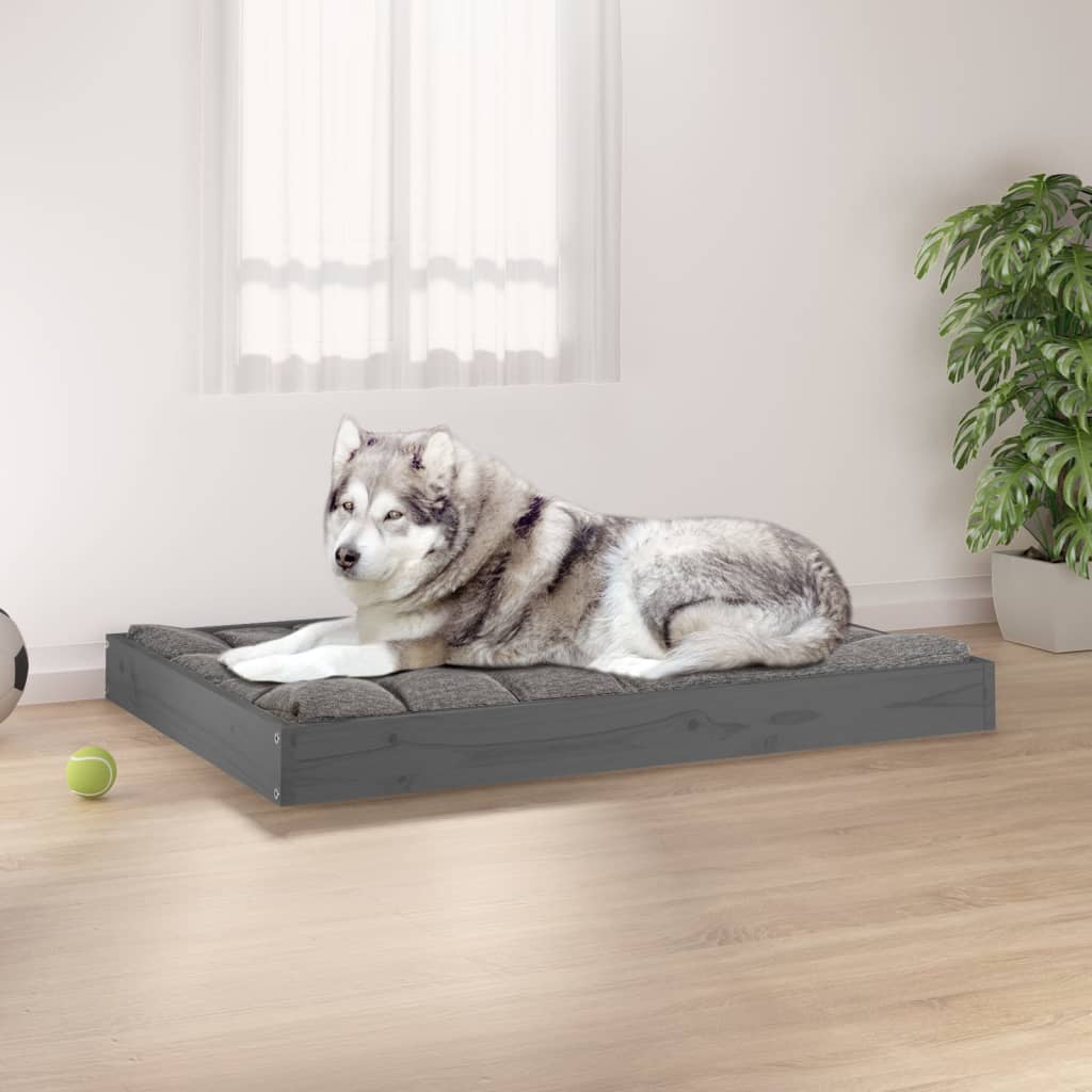 Lit en bois de pin gris pour grand chien - 101,5x74x9 cm