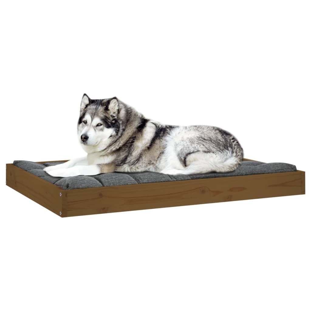 Lit en bois de pin marron pour grand chien - 101,5x74x9 cm