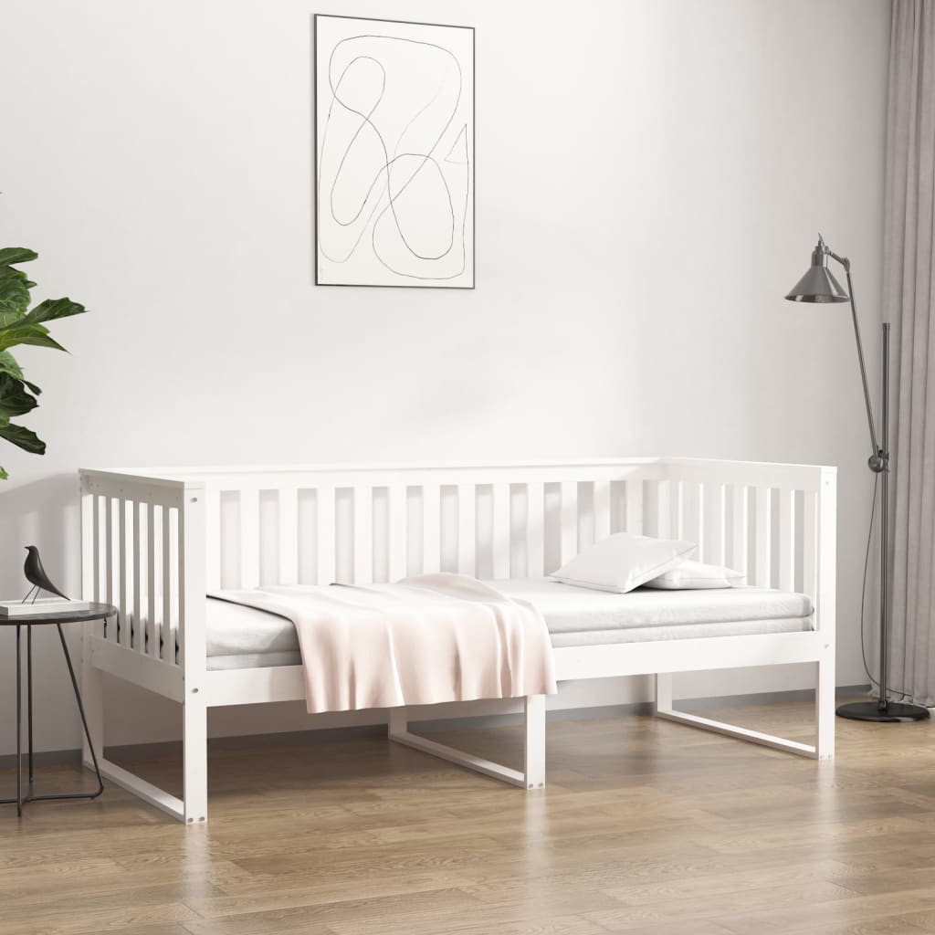 vidaXL ��ko dzienne bez materaca, bia�e, 90x200 cm, drewno sosnowe