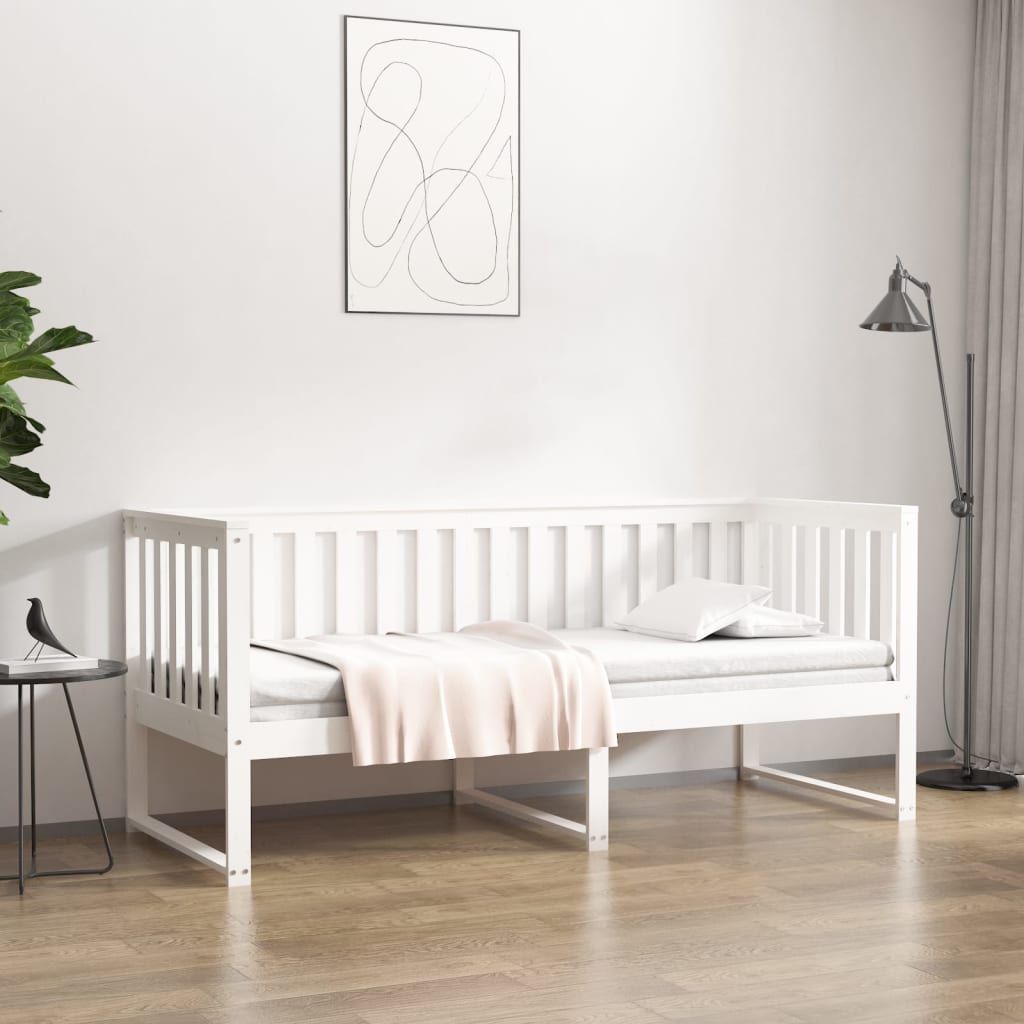 vidaXL ��ko dzienne bez materaca, bia�e, 80x200 cm, drewno sosnowe