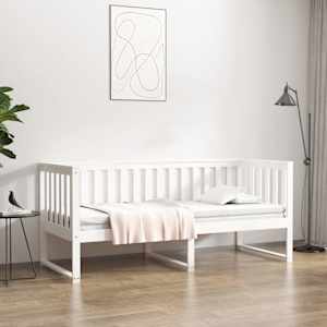 Izvlečna postelja brez vzmetnice bela 80x200 cm trdna borovina