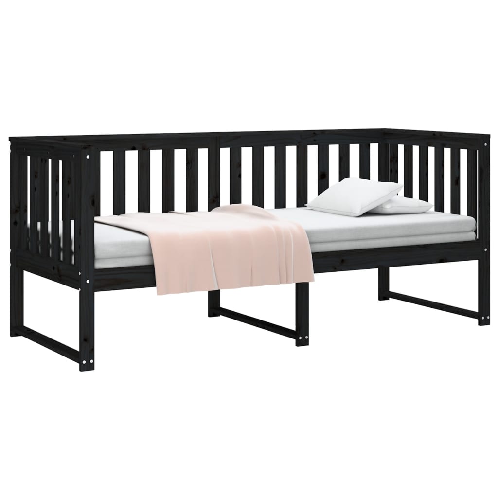 vidaXL Sofá-cama 80x200 cm madeira de pinho maciça preto