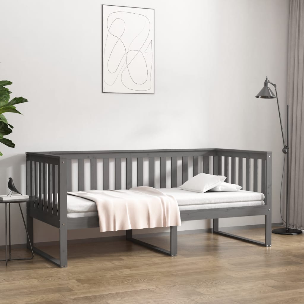 vidaXL daybed 100x200 cm massivt fyrretræ grå