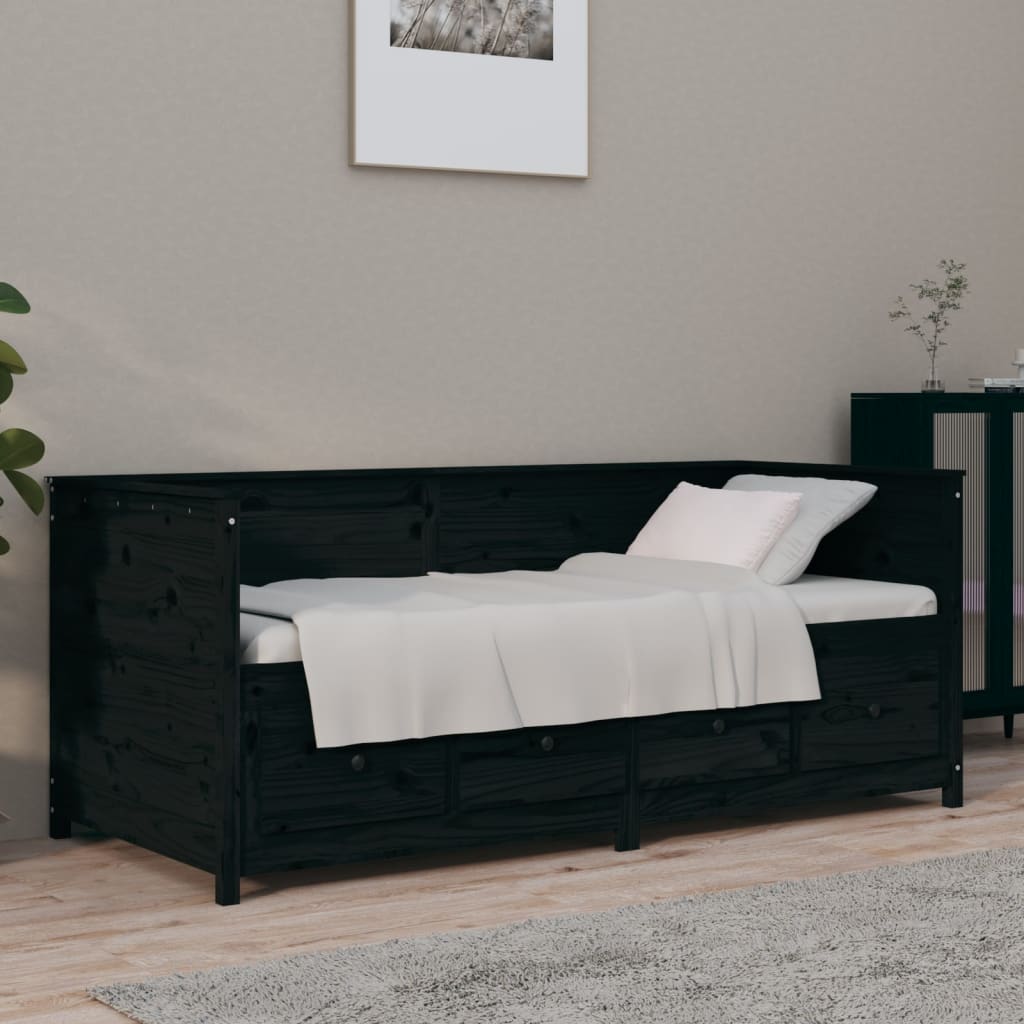 vidaXL daybed 100x200 cm massivt fyrretræ sort