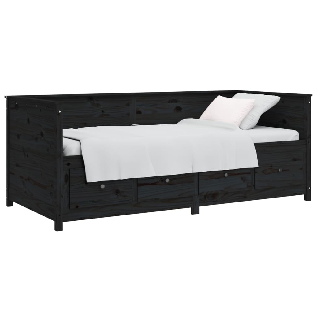 vidaXL Slaapbank 90x200 cm massief grenenhout zwart afbeelding