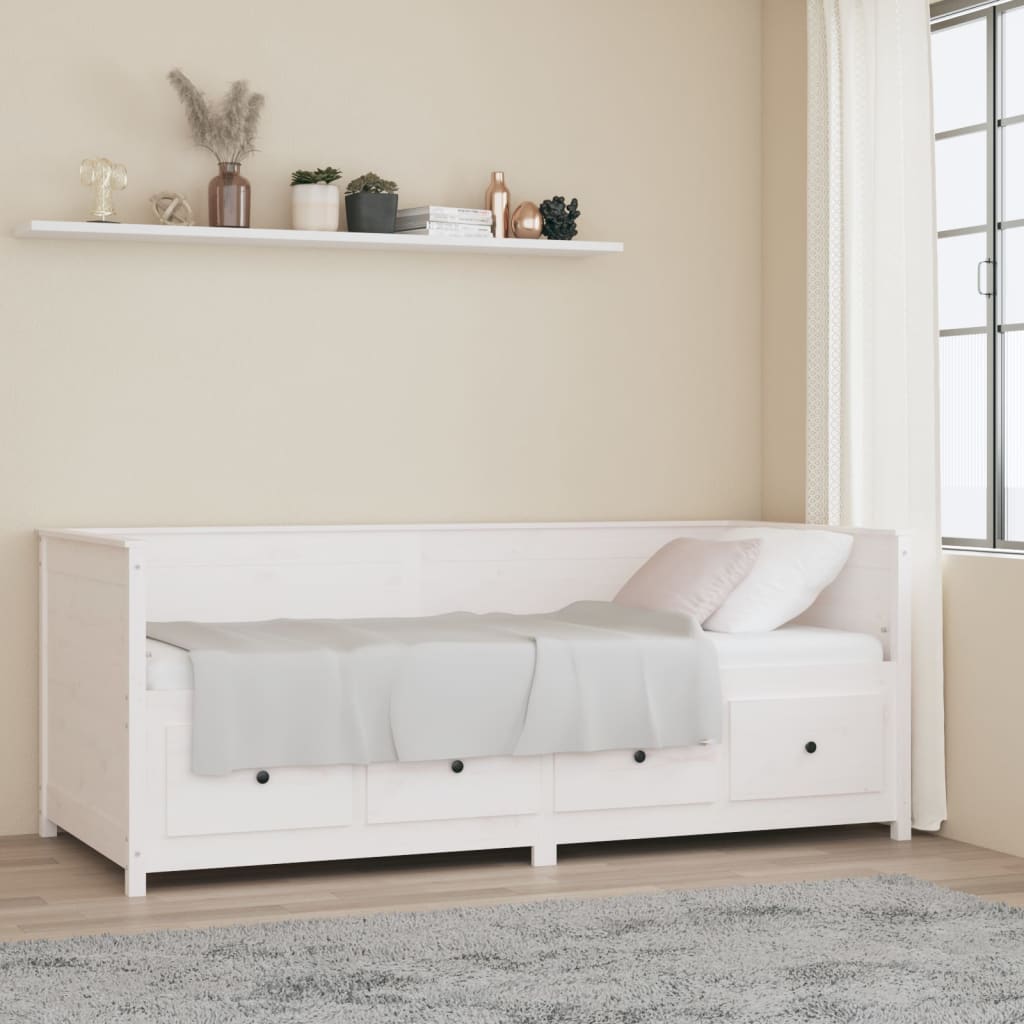 vidaXL daybed uden madras 80x200 cm massivt fyrretræ hvid billede