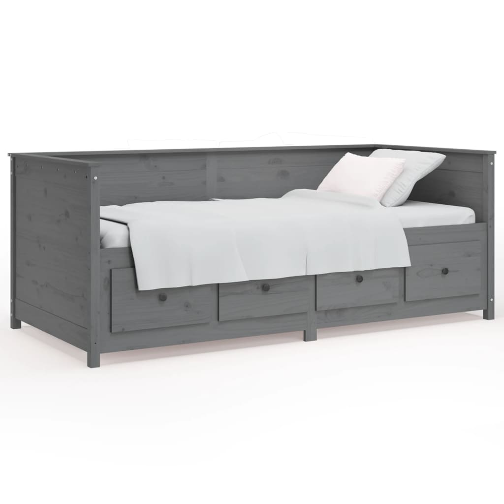 vidaXL Slaapbank 90x190 cm massief grenenhout grijs