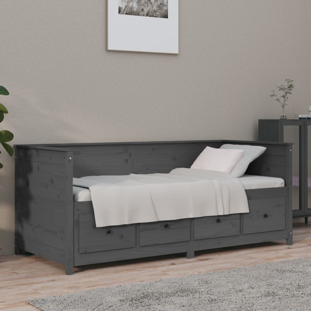 vidaXL Lit de jour Gris 90x190 cm Bois de pin massif