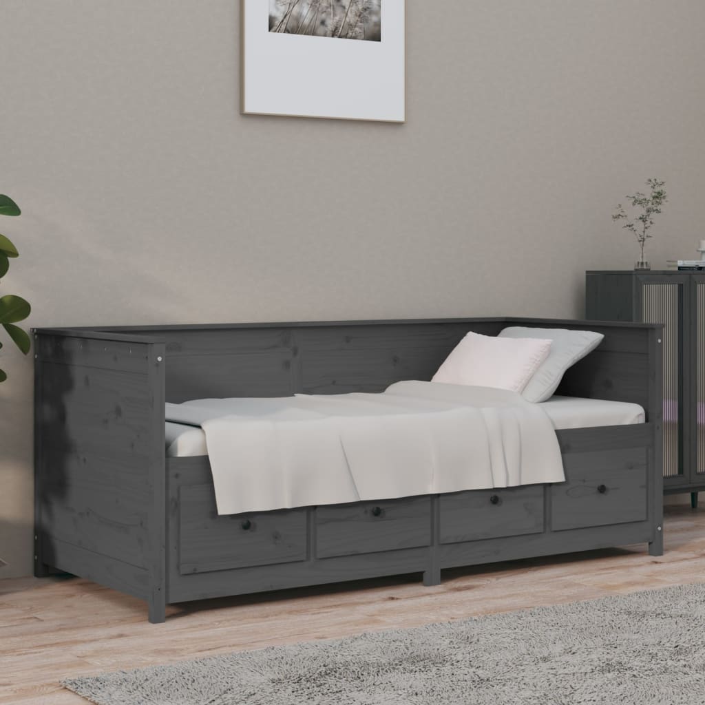 vida XL Tagesbett Grau 90x 190 cm Massivholz Kiefer