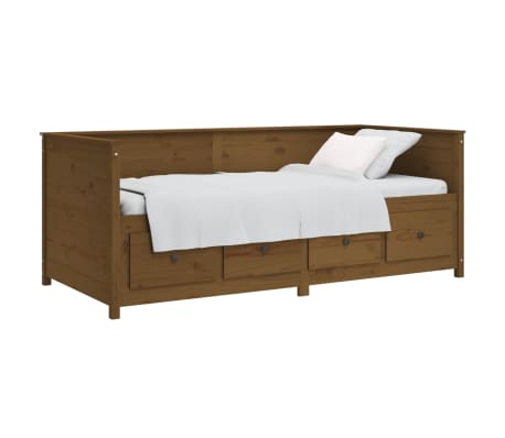 vidaXL Sofá-cama 90x190 cm madeira de pinho maciça castanho mel