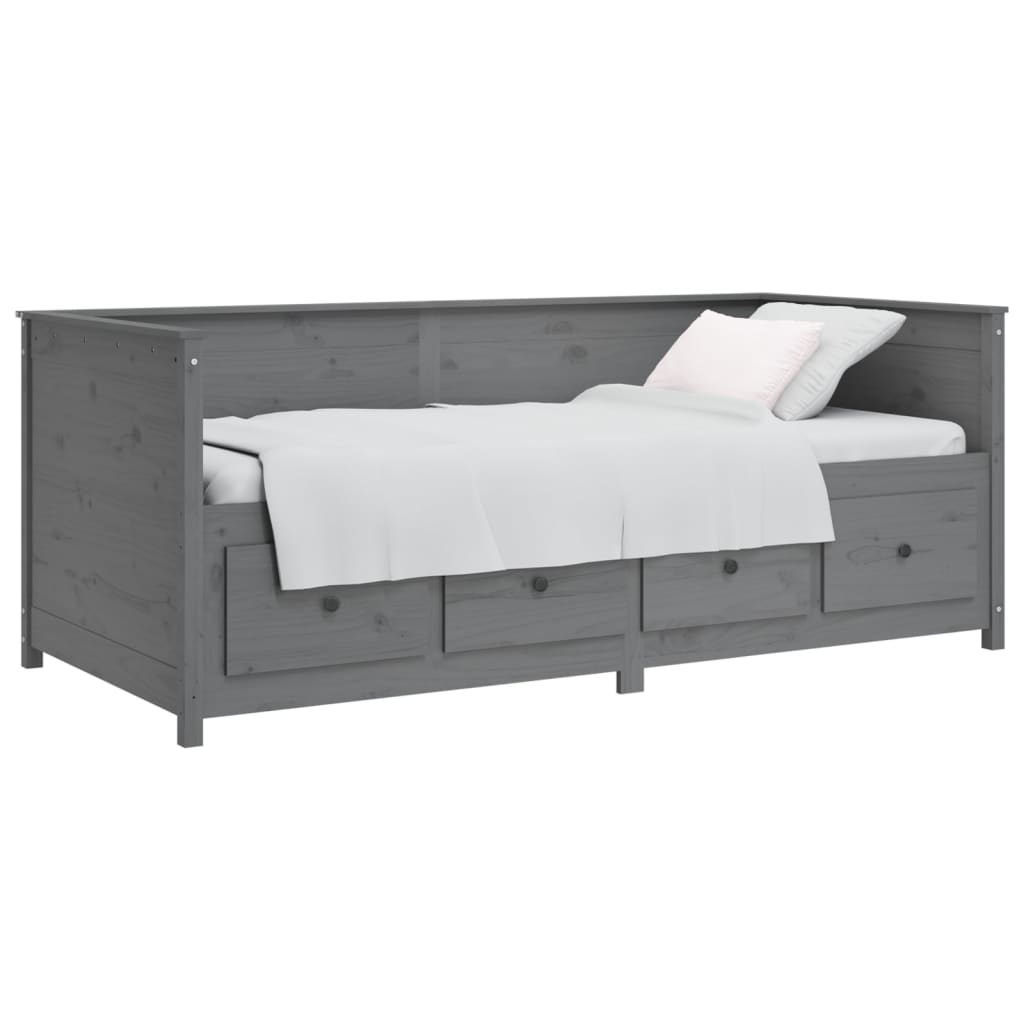 vidaXL Denná posteľ sivá 75x190 cm borovicový masív