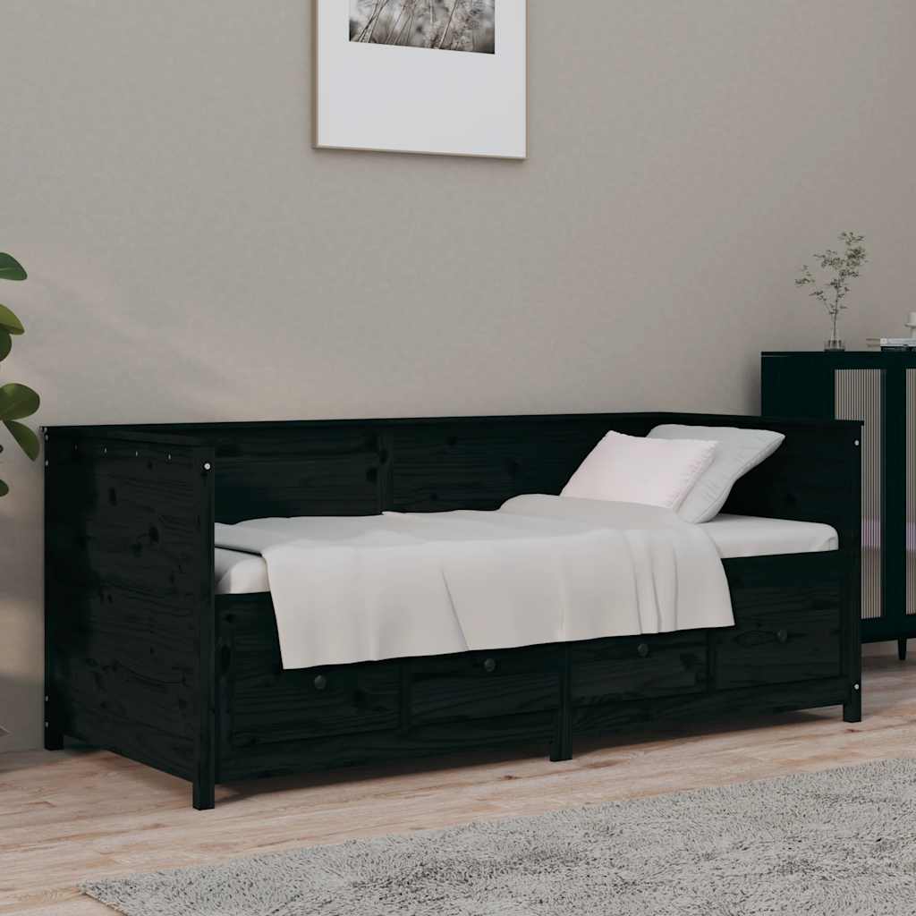 vidaXL ��ko dzienne, czarne, 75x190 cm, lite drewno sosnowe