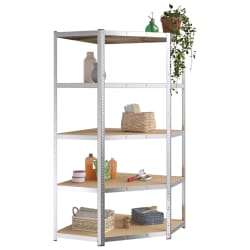 vidaXL 5-Layer Heavy-duty Corner Shelf Silver Steel&Engineered Wood