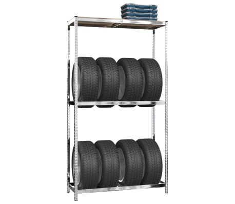 vidaXL 2-Layer Tire Racks 2 pcs Silver 43.3"x15.7"x70.9" Steel