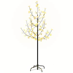 vidaXL kirsi&otilde;itega LED-puu, soe valge, 84 LEDi, 120 cm