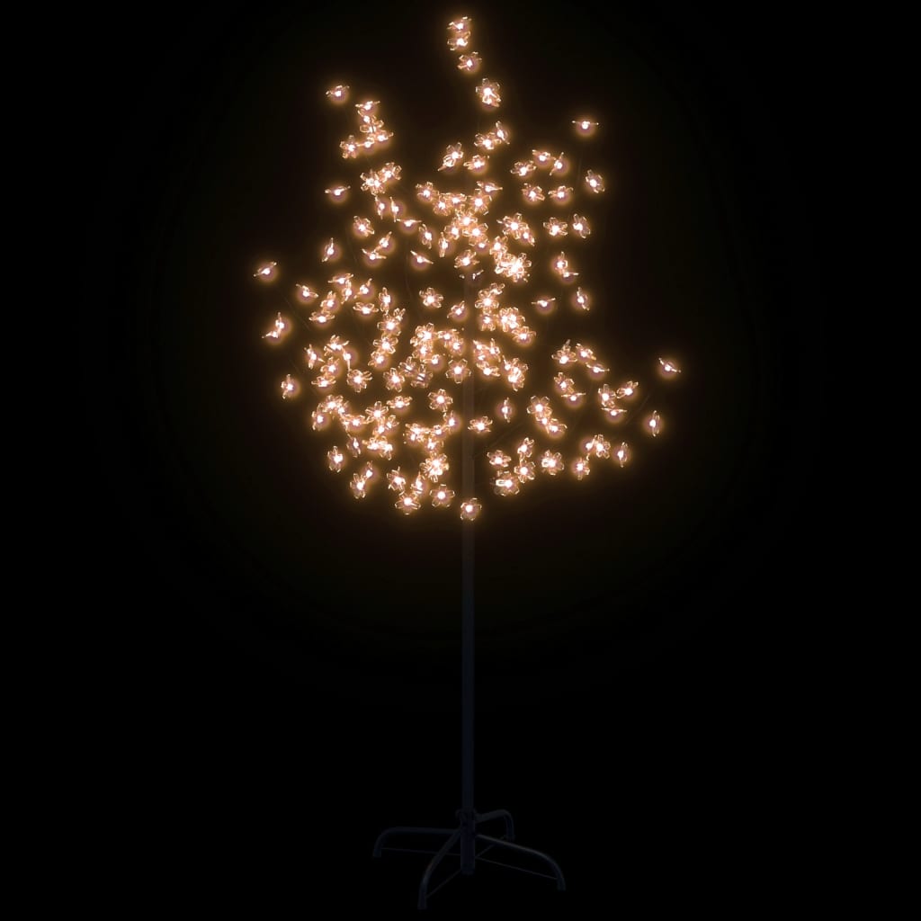 vidaXL Черешов цвят LED дърво топло бяло 120 LED 150 см