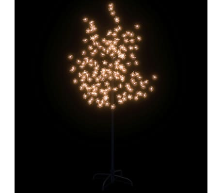 vidaXL Árbol LED con flor de cerezo 120 LED blanco cálido 150 cm