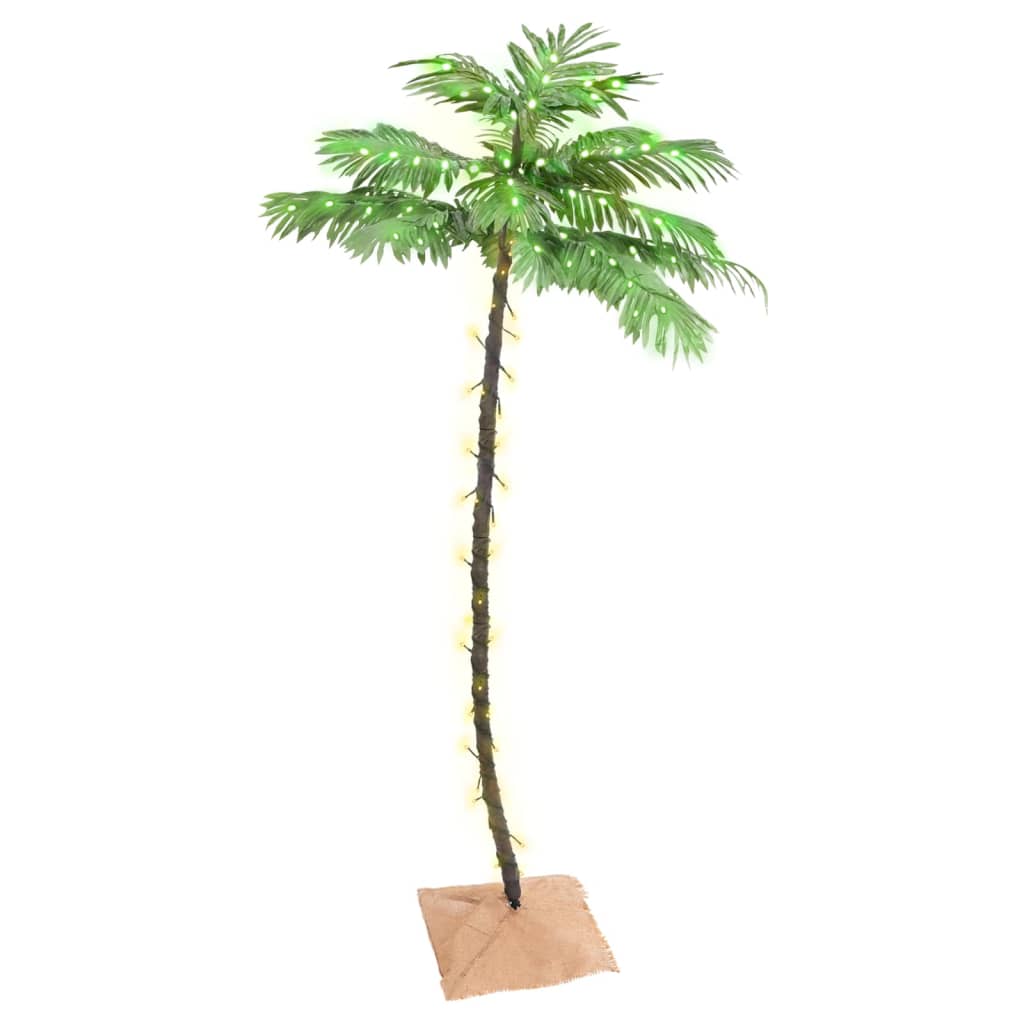 vidaXL Künstliche Palme mit 96 LEDs Warmweiß 180 cm