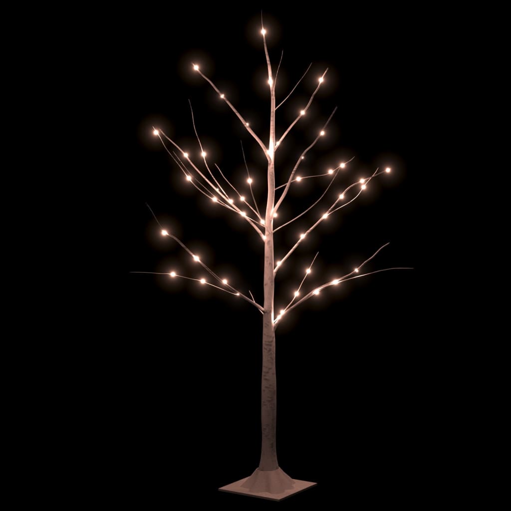 vidaXL LED-birketræ 120 cm 48 LED'er varmt hvidt lys hvid