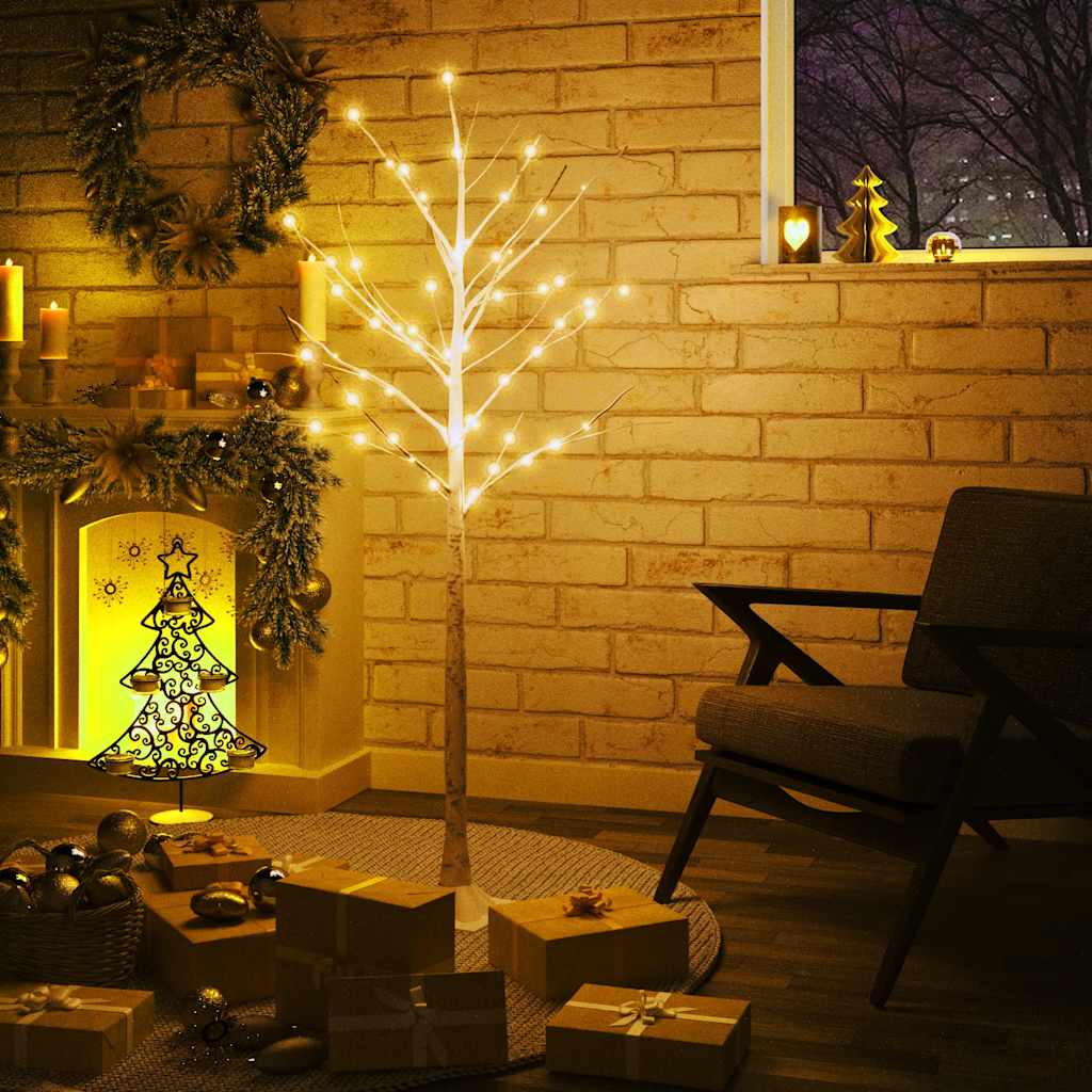 vidaXL LED-Birke Warmweiß 72 LEDs 150 cm
