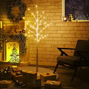 Bílá bříza 72 teplých bílých LED diod 150 cm
