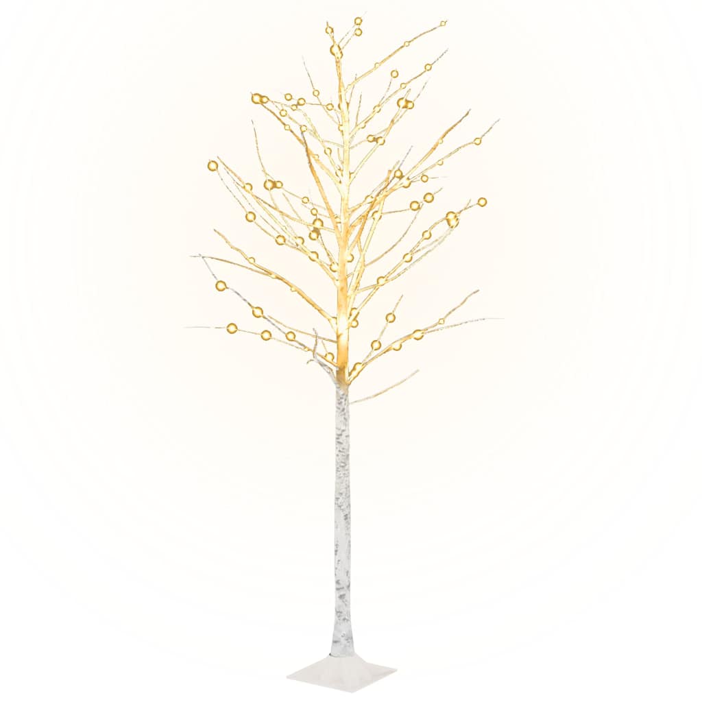 vidaXL LED strom s dizajnom bielej brezy 128 teplých bielych LED 220cm