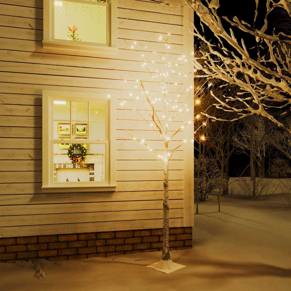 vidaXL LED-birketræ 300 cm 240 LED'er varmt hvidt lys hvid
