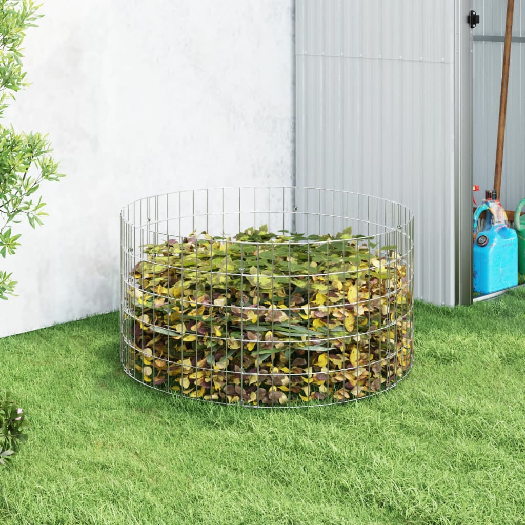 10: vidaXL kompostbeholder Ø100x50 cm galvaniseret stål