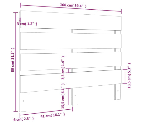 Vidaxl Tête De Lit 146x4x100 Cm Bois Massif De Pin