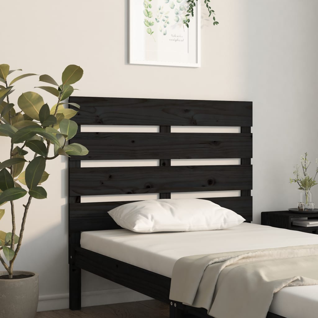 vidaXL Tăblie de pat, negru, 100x3x80 cm, lemn masiv de pin