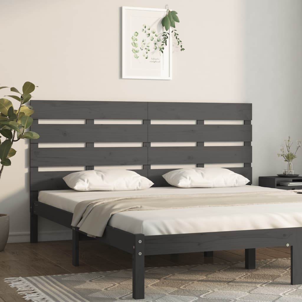 vidaXL Tăblie de pat, gri, 120x3x80 cm, lemn masiv de pin (si imagine noua