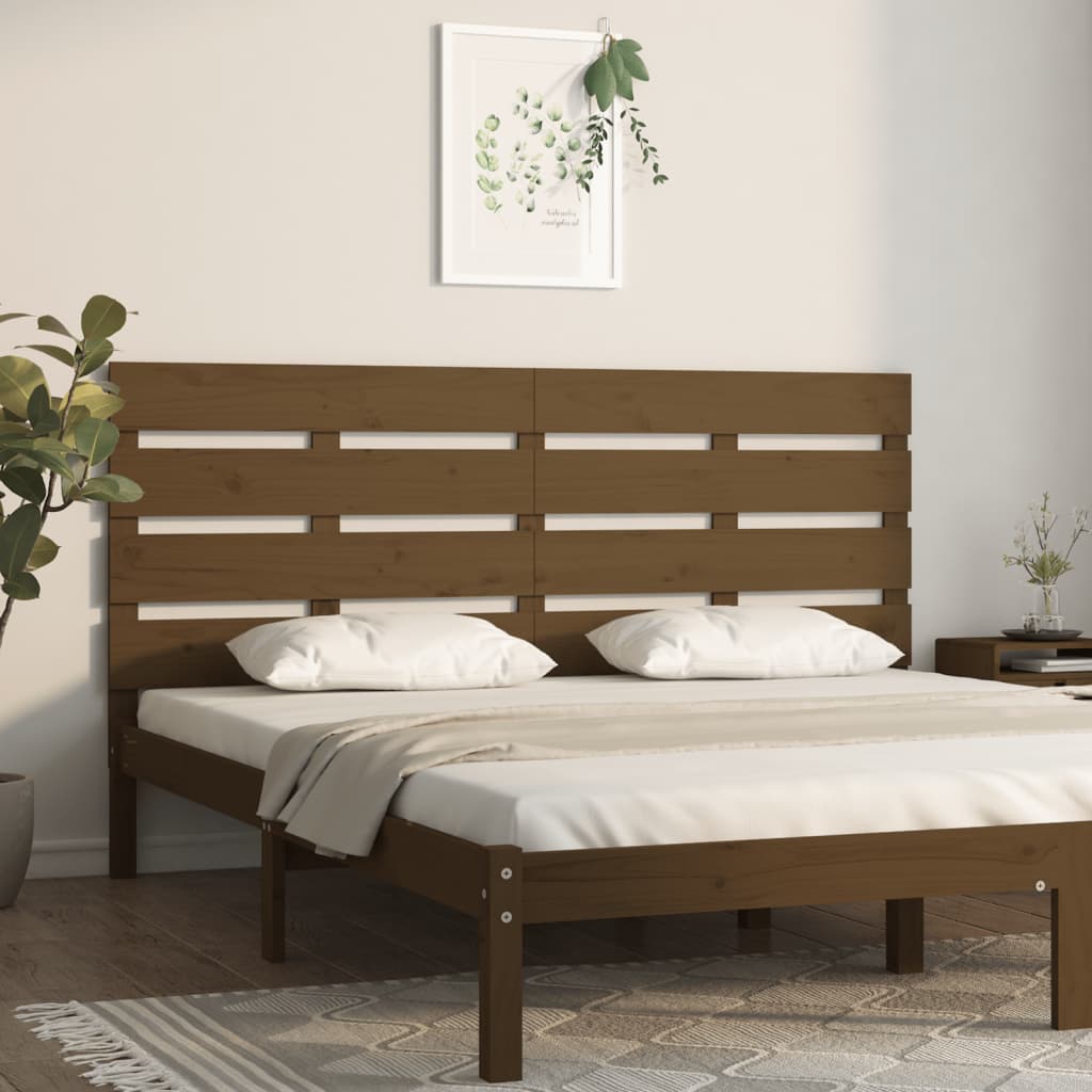 vidaXL Tăblie de pat, maro miere, 120x3x80 cm, lemn masiv de pin (si imagine noua