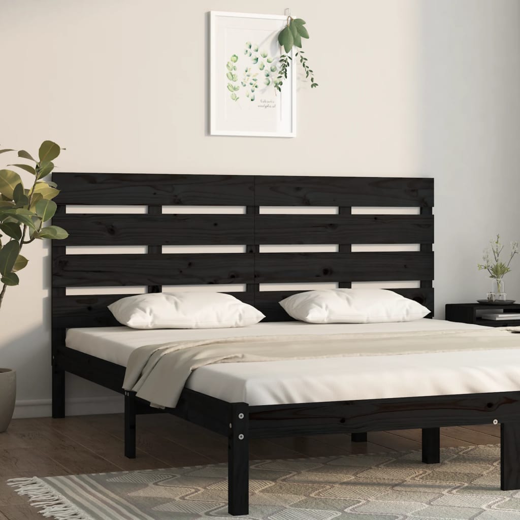 vidaXL TÄƒblie de pat, negru, 140x3x80 cm, lemn masiv de pin