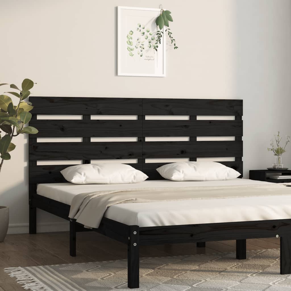 vidaXL TÄƒblie de pat, negru, 150x3x80 cm, lemn masiv de pin
