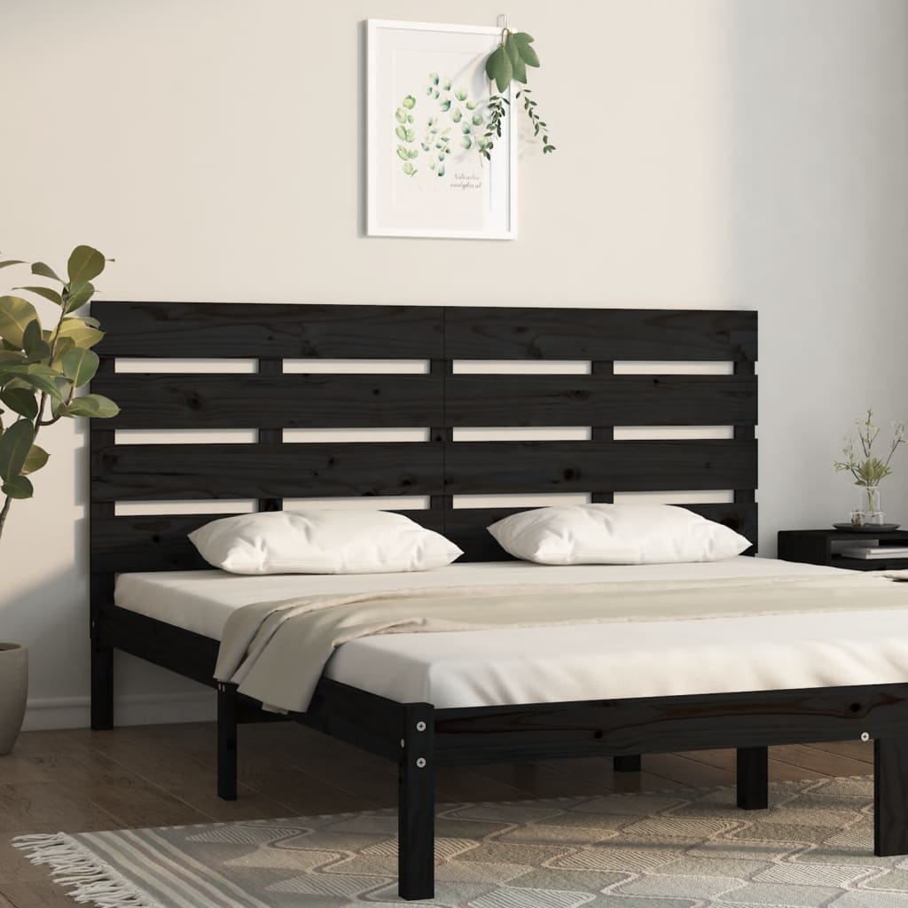 vidaXL Tăblie de pat, negru, 200x3x80 cm, lemn masiv de pin