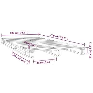 Postel z palet bílá 100 x 200 cm masivní borové dřevo - obrázek 8