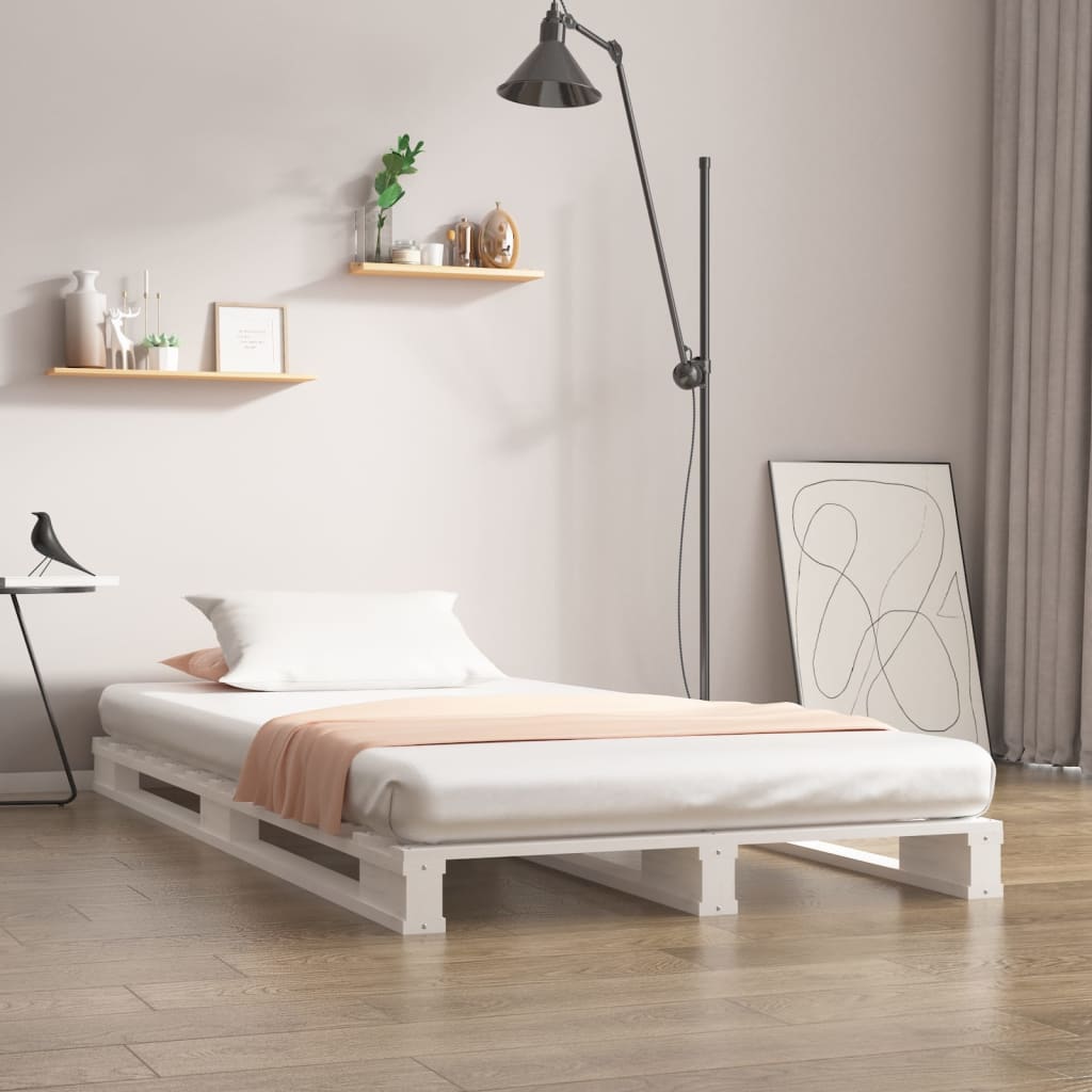 vidaXL Bed Frame White 100×200 cm Solid Wood Pine